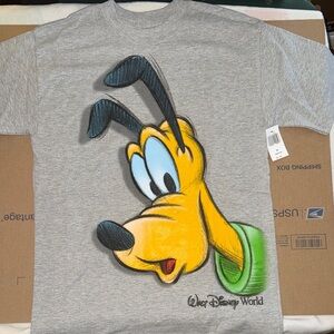 Hanes Gray Kids Tee with Yellow Pluto Graphic
